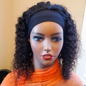 NEW Curly Human Hair Headband Wig